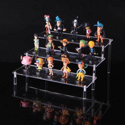 China Clear Perspex 3 Tier Toy Holder Rack Acrylic Figures Display Stand High Quality Durable PMMA For Dolls for sale