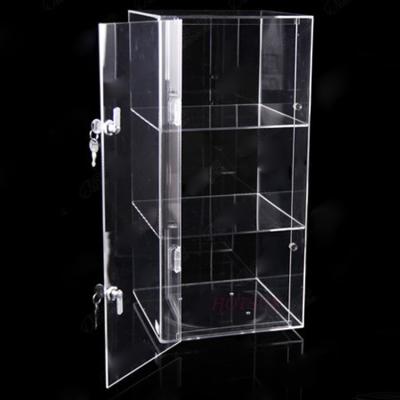 China Handmade Low Price Clear Acrylic 3 Tier Countertops Lockable Display Case for sale