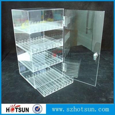 China Clear acrylic 4 tiers e acrylic display case with removable trays for sale