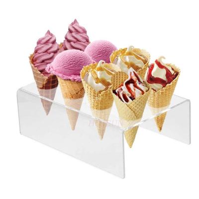 China Eco - Friendly Acrylic Clear Ice Cream Cone Display Rack And Cake Stand for sale