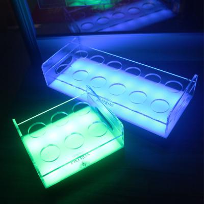 China LED Tray Light Up Wine Cup Tray Rechargeable LED Shot Glass Acrylic Shot Glasses Holder for sale