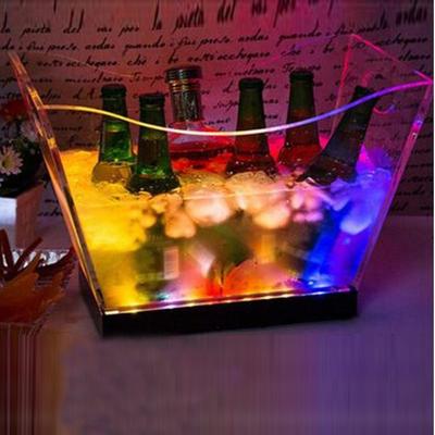 China Viable Bright Plexi Led RGB Color Ice Bucket Acrylic Cool Bin for sale