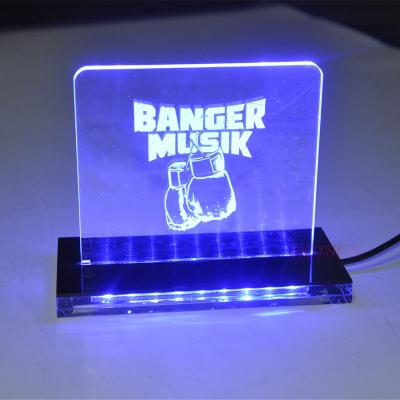 China Eco-friendly Perspex Logo Sign Blue LED Light LED Custom Engraving Acrylic Sign for sale