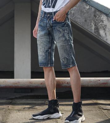 China Waterproof Mens Summer Ripped Washed Denim Shorts Pockets High Quality Cotton for sale