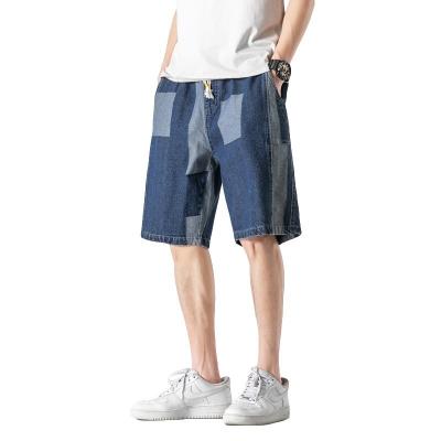 China QUICK DRY Mens Denim Shorts Ties Elastic Waist Casual Pants Panel Washed For Summer Season for sale