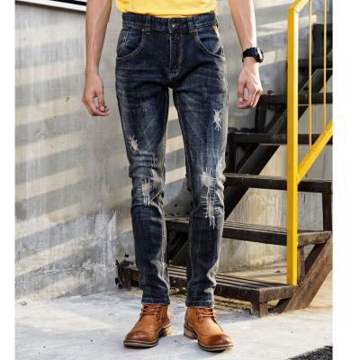 China Dark Blue Men's Jeans Casual Style Ripped Thin Hot Sale Vintage Breathable for sale