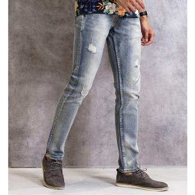 China China Factory Wholesale Custom Made Slim Breathable Ripped Jeans Made Popular Men's Pants Gray Color Casual Cotton High Quality for sale