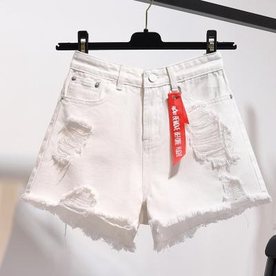 China Anti-Wrinkle Ladies Ripped Denim Shorts Raw Edge Holes Demaged Washed Jeans Pants Summer Hot Girls for sale