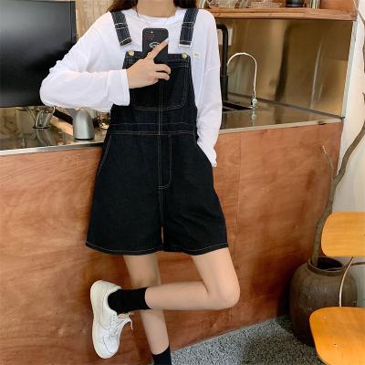 China QUICK DRY Black Girl's Denim Summer Shorts Overalls Jeans For Women for sale