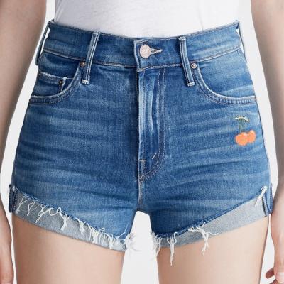 China Women's Breathable Summer Hot Jeans Shorts Stretch Denim Pants Embroider Bottom Layers for sale