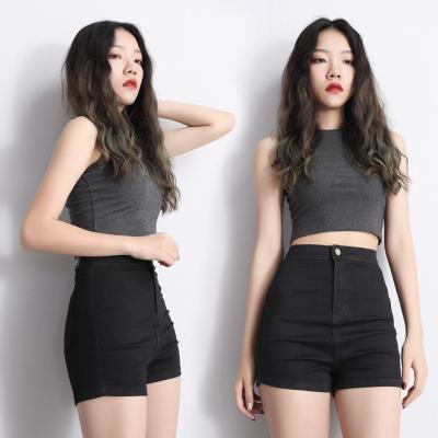 China Breathable Hot Sale Ladies Hot Black Denim Shorts Cotton Spandex Denim Stressed Summer Pants for sale