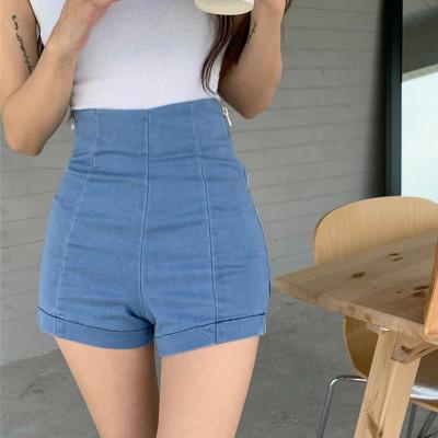 China Women's Breathable Denim Shorts High Waist Summer Season Girls Jeans With Side Zipper For Ladies Hot Pants for sale