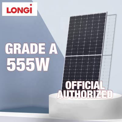 China Single 550 Watt LONGi Solar Power System Solar Panels Certificate Bifacial Mono Solar Panel 540W 545W 555W PERC BIPV Solar Panel for sale