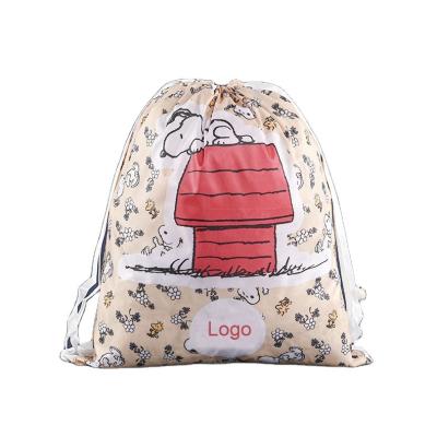 China Custom Double Shoulder Bag Drawstring Folding Cartoon Pouch Package Color Polyester 210 Polyester Drawstring Bag Bright Wholesale Backpack Bag for sale