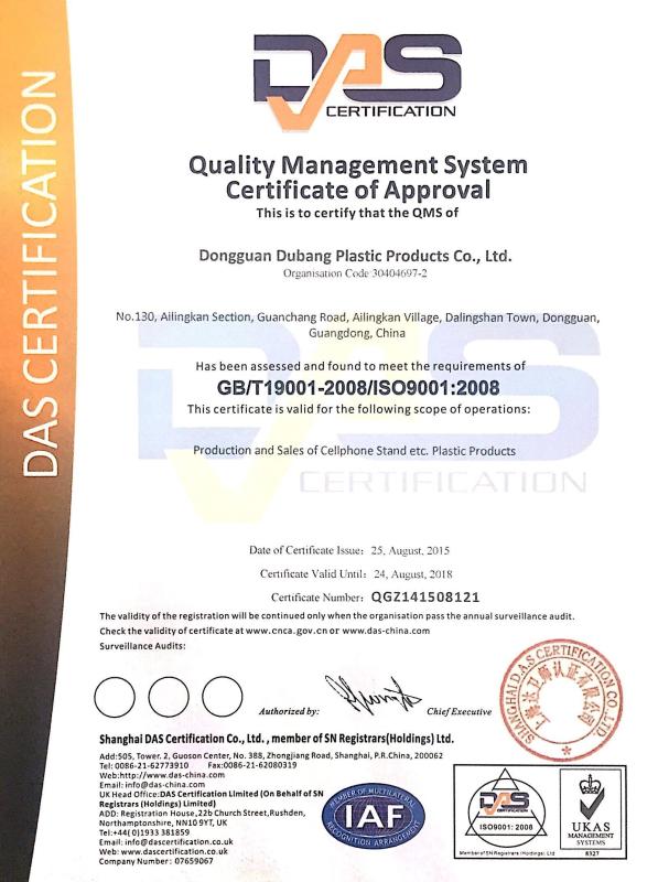 ISO - DUBANG TECHNOLOGY CO., LIMITED