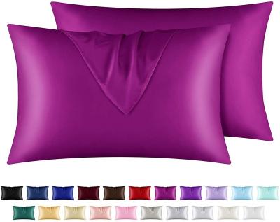 China Anti-Static Reasonable In Price Soft Poly Satin Pillowcase Polyester Satin Pillow Cases Artificial Pillowcases - Purple, 2pcs for sale