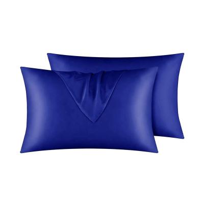 China Anti-Static Royal Blue Satin Pillowcase Standard Set Of 2 Pillow Cases For Hair And Skin 20 x 26 Inch Slips Silky Comfort With Closu Wrap for sale