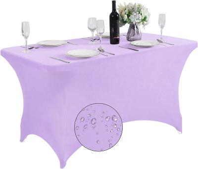 China Spandex Waterproof Waterproof Table Cover for 4FT Universal Table Stretch Fitted Table Cloth for Party, Banquet, Wedding and Event-Lavender for sale