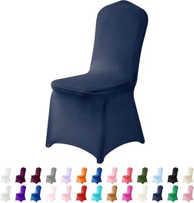 China Universal Anti-stain Navy High Quality Polyester Spandex Banquet Chair Cover For Wedding Receipt Hotel for sale