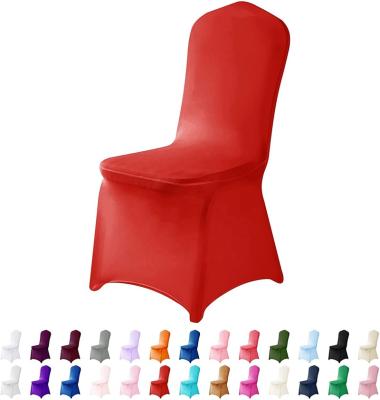 China Anti-stain Protector Stretch Washable Seat Cover for Party Banquet Hotel Plain Polyester Elastic Spandex Red Christmas Chair Covers for sale