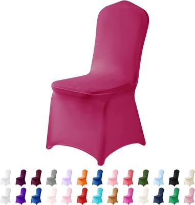 China 2022 New Design Anti-stain Fuchsia Spandex Stretch Banquet Chair Cover For Wedding Party Dining Elastic Scuba Chair Cover for sale