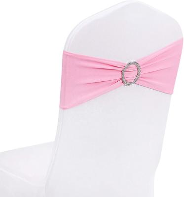 China Wholesale Disposable Spandex Chair Sashes Bows Sash Elastic Chair Bands Ties With Buckle For Wedding And Events Decoration for sale