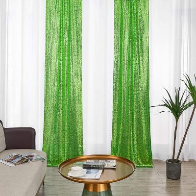 China Blackout Sequin Backdrop Curtain Panels For Apple Green Christmas Wedding Party Decor 2021 Good Quality for sale