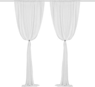 China 10ft Sheer Blackout Chiffon Backdrop White Curtains 10ft Sheer Curtain Arch Decorations For Wedding Ceremony for sale