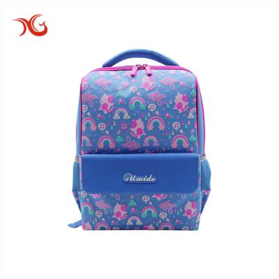 China Waterproof Custom Ecgonomic School Backpack Cartoon PU School Backpack Blue Bag Kids for sale