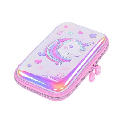 China OEM Kawaii Unicorn Pu Student Stationary Custom 3D Pattern Pink Kids Embossing Flexible Pencil Case For Girls School for sale