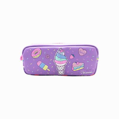 China PU Custom Application Smiggle Purple Personalized Cute Ice Cream Kids Pencil Pen Pouch Pencil Bag for sale