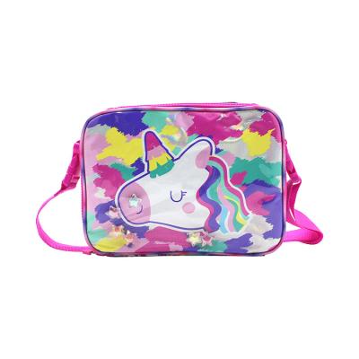 China Clear Wholesale Kids Girls PVC Fancy PVC School Bag Pink Printed Insulated Lunch Bag for sale