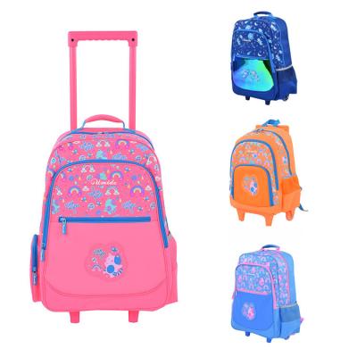 China Waterproof Release Shoulder Satchel Cartoon Teens 4 Wheel Luggage Kids School Trolley Bag for sale