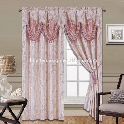 China ELEGANT AMERICAN STYLE fireproof 2PCS WINDOW CURTAIN WITH LUXURY VALANCE for sale