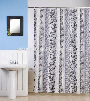 China Beautiful Sustainable Design Printed Polyester Fabric Shower Curtain With Floral Design for sale