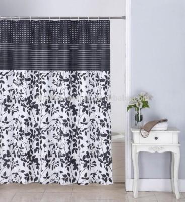 China Durable Black Modern Ware Polyester Fabric Shower Curtain for sale