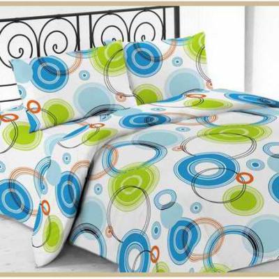 China Modern Printed Microfiber Bed Sheet Set With Blue Circle Design for sale