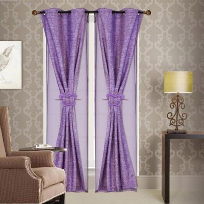 China 6 PC Faux Decorated Luxury Purple Canvas with Cortinas D, Cortinas De Lujo Para Salas, El Hogar Para Voile Grommet de cortinas for sale