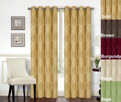 China 2017 Latest Blackout Design Veronica Jacquard Fabric Curtain 100% Polyester in Burgundy Gold Brown Chocolate Beige Sage Colors for sale