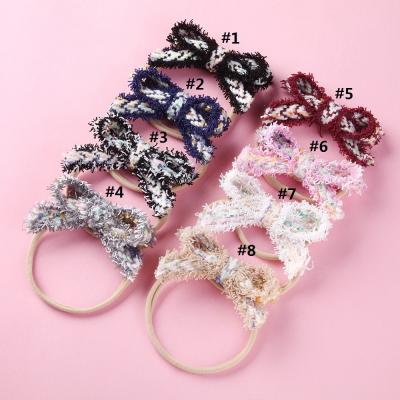 China Wholesale European and American style LRTOU children fashion Headwrap hair accessories soft infant tassel braid wool baby nylon bow headband for sale