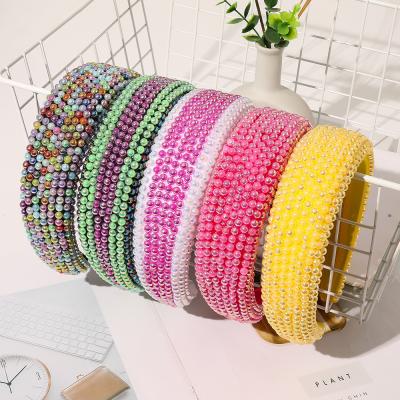 China Wholesale European and American style LRTOU new 2021 women fashion headband hair accessories party thick multicolored pearls baroque padded headband for sale