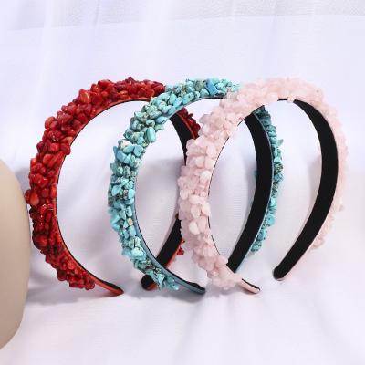 China LRTOU style handmade baroque headband fashion women hair band European and American wholesale natural stone accessories for women for sale