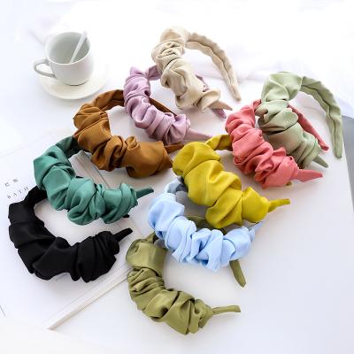 China LRTOU Latest Sweet Wholesale Custom Women Fashion Headwraps Hair Accessories Solid Color Korean Wrinkle Design Headband for sale