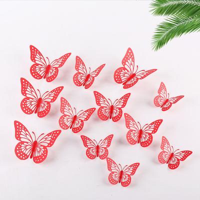 China High Quality Eco-friendly Hollow Paper Butterflies 3D Butterfly Wall Sticker 3d Butterfly Wall Decal Wedding Party Decoration Background for sale