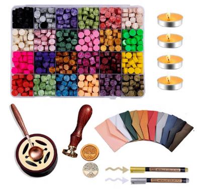 China Envelope Wedding Card Decor 2100PCS Octagonal Sealing Wax Beads 30 Grids Plastic Box, 2 Tea Candles And Wax Melting Spoon for sale