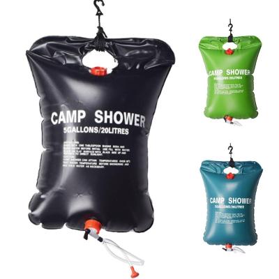 China Lightweight Portable Outdoor 20L Camping Hiking Camp PVC Shower Solar Powered Heated Water Bag for sale