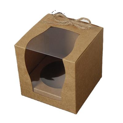 China Easy To Carry Recycled Materials Solid Color Food Storage Recycled Cake Packaging Box Corrugated Paper Bakery for sale