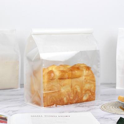 China Recycled Materials Wholesale Custom Size Bake Toast Bread Holder Pouch Kraft Paper Packaging Bag With Clear Window for sale