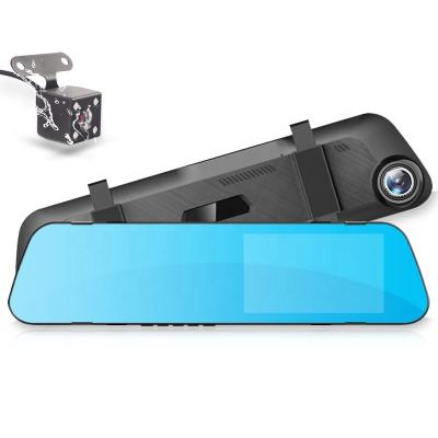 China Automotive Accessories FHD 1080P 4.3' WDR 2021 Visual Rear View Mirror Dash Cam Dual Lens Car DVR Camera In Car Black Box for sale