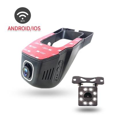 China Buit-in WIFI Hidden Front and Rear Dual Lens Vehicle Black Box WiFi Car DVR Camera Dashcam 1080P DVR for sale